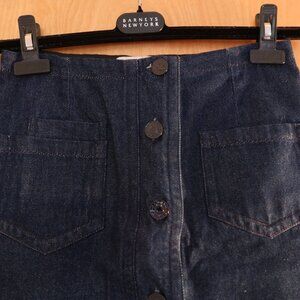 EUC! $350 Sandro Paris blue denim mini skirt front buttons and pockets size 1